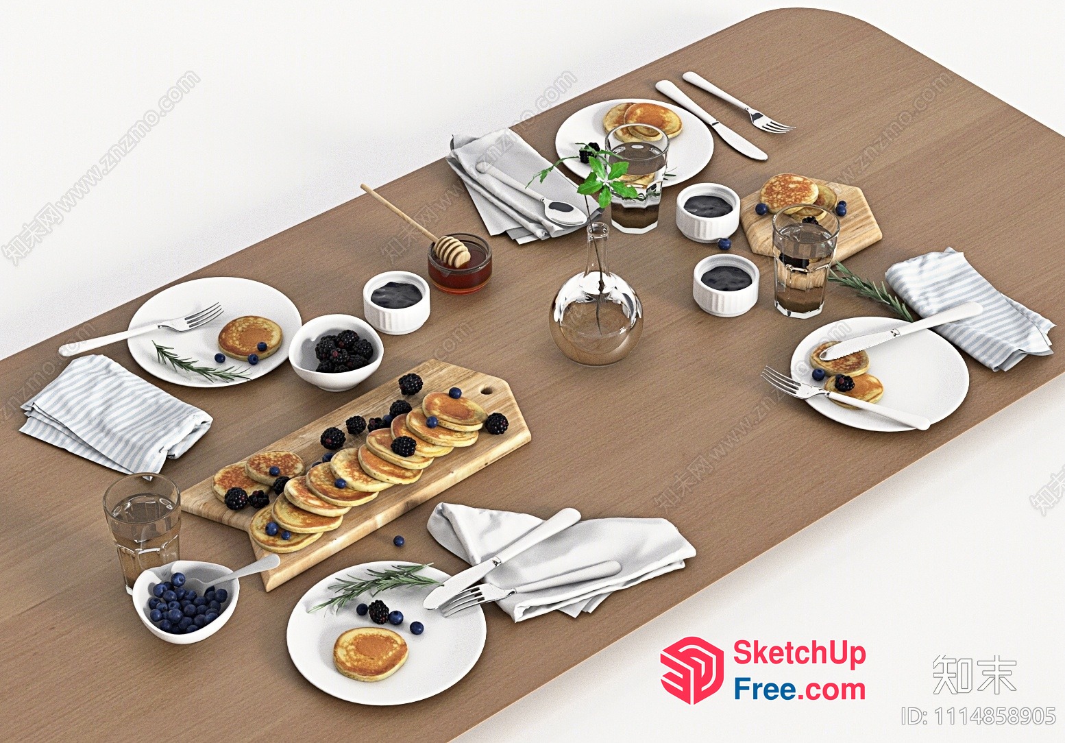 3D Rendering Of A Breakfast Table Setting 3D SketchUp File