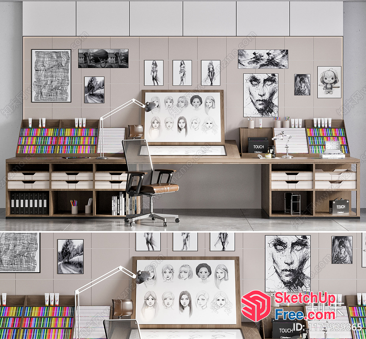 Artistic Office Space With Modern Decor 3D SketchUp File