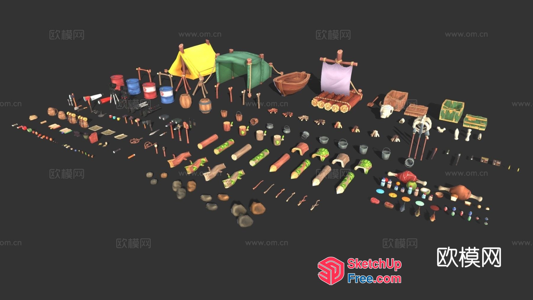 3D Model Of A Medieval Camp Scene 3D SketchUp File