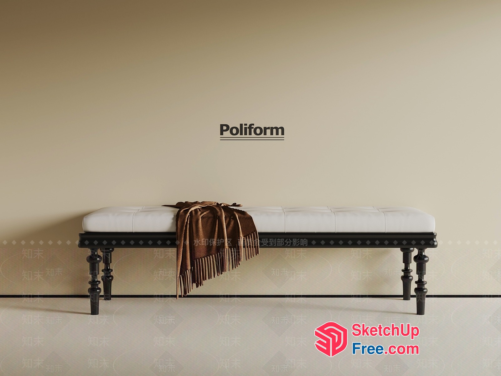 Elegant And Sophisticated Bench 3D SketchUp File