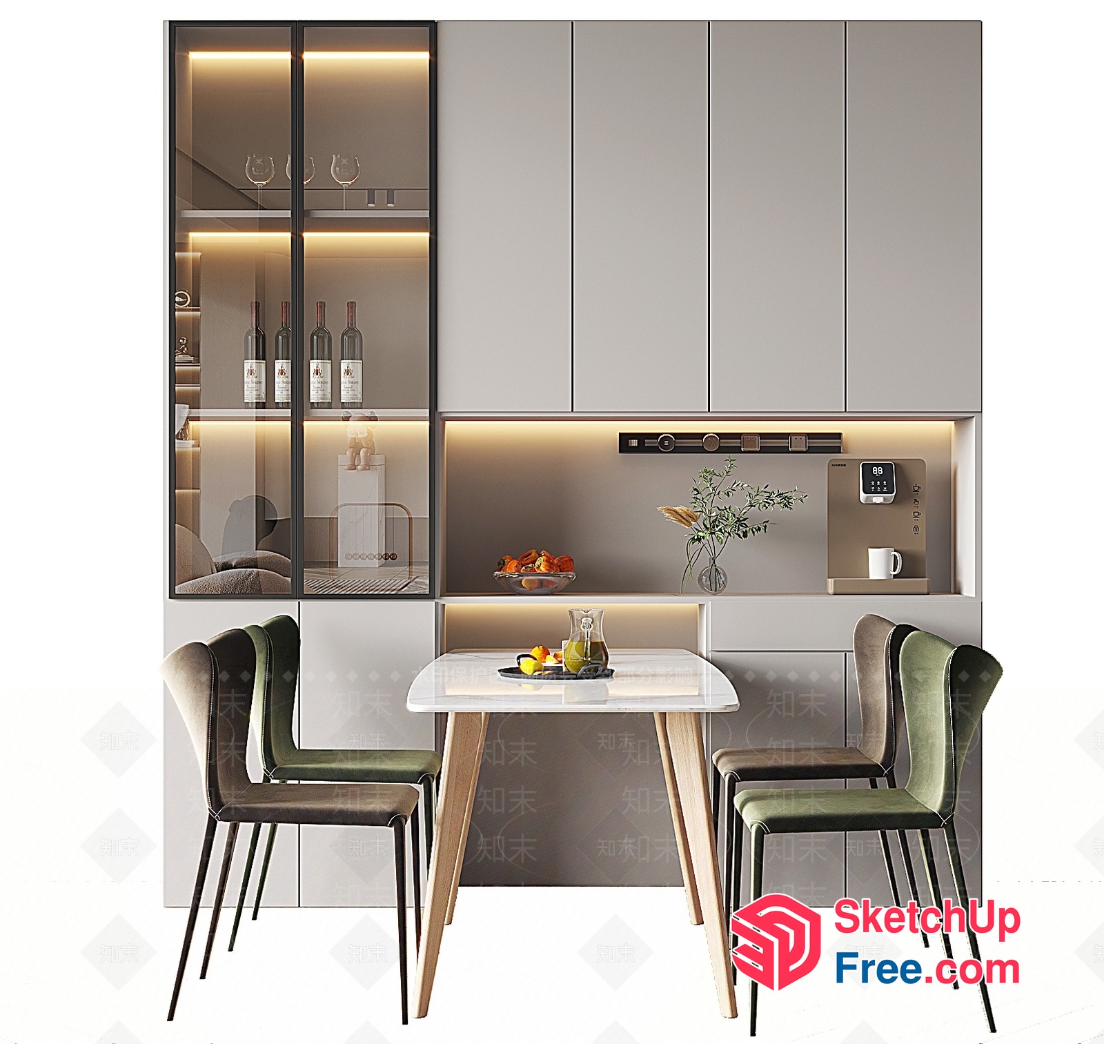 Modern Kitchen Dining Area With Minimalist Decor 3D SketchUp File