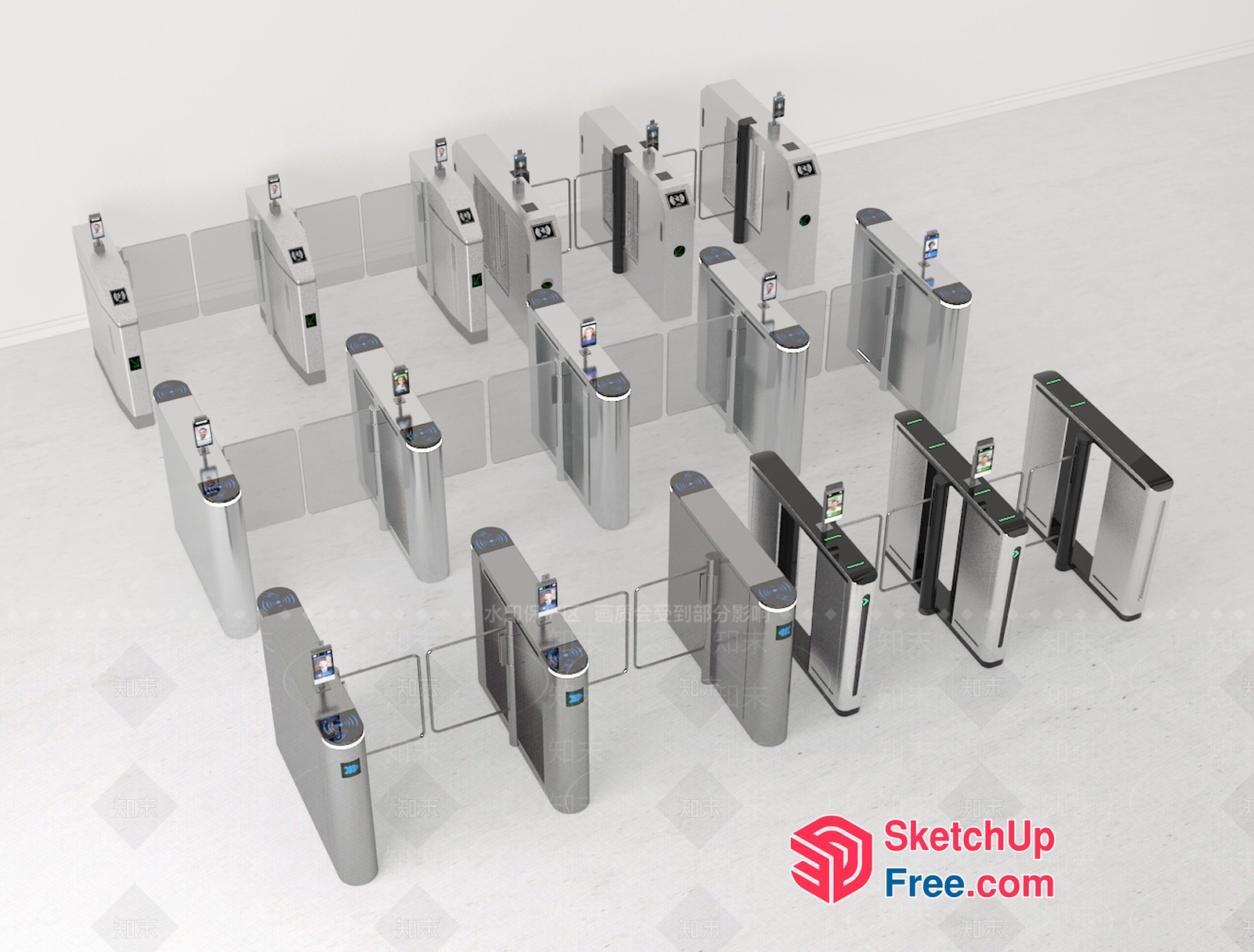 Modern Silver Gateways 3D SketchUp File