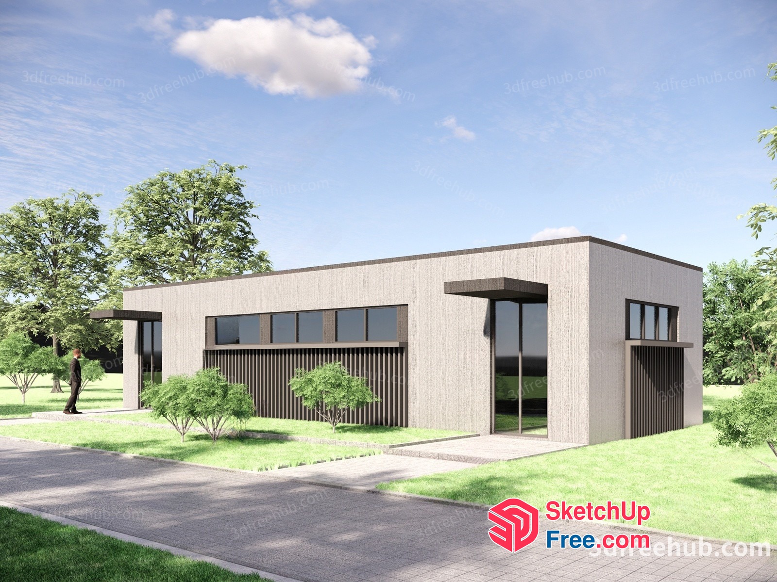 Modern Minimalist Style Villa Exterior 3D SketchUp File