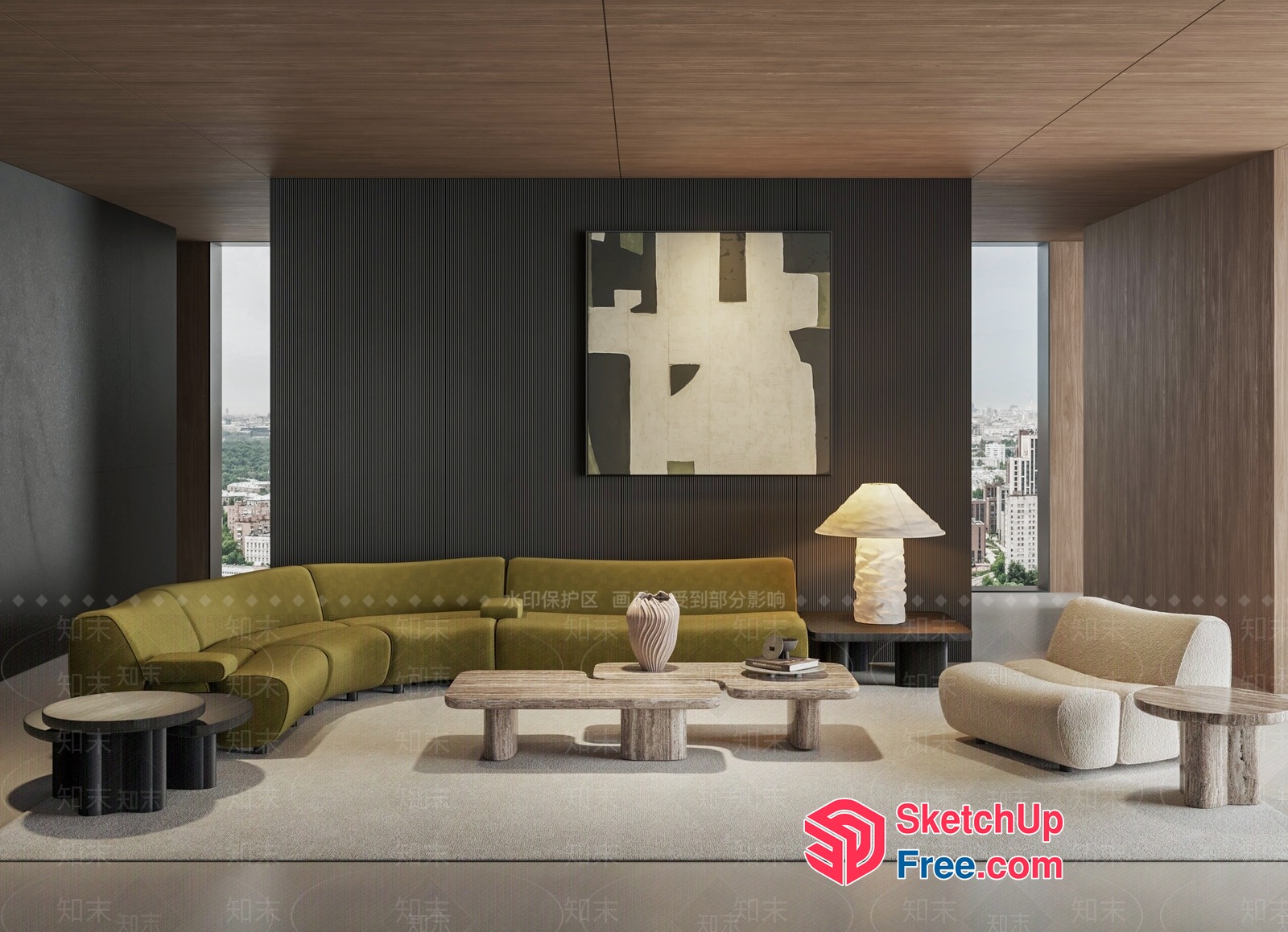 Modern Minimalist Living Room With Japanese Style 3D SketchUp File