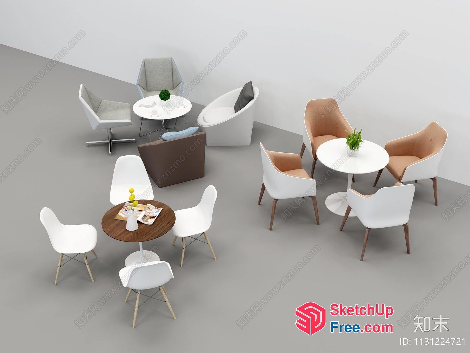 Modern Furniture Arrangement In A Neutral Color Scheme 3D SketchUp File