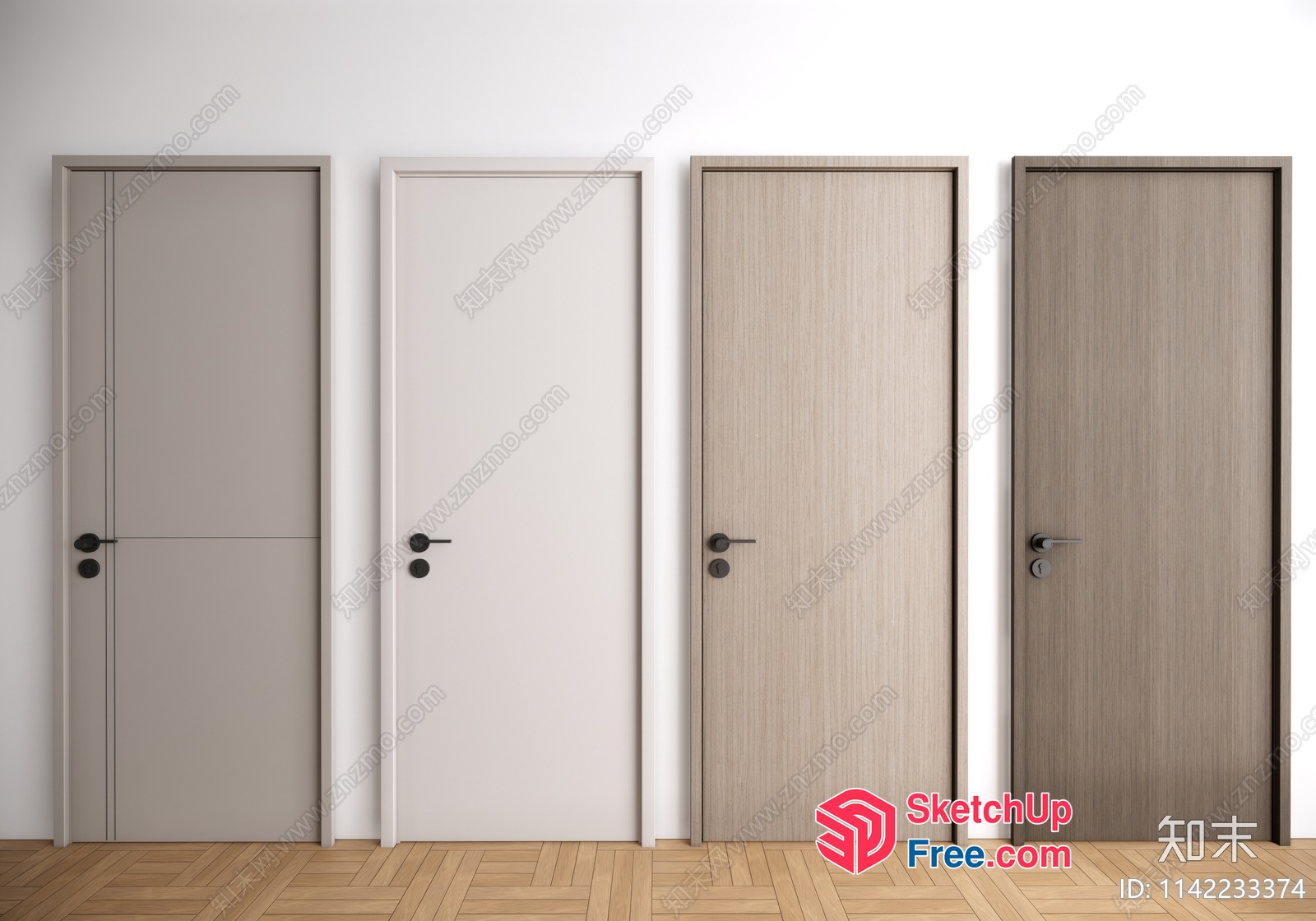 Four Doors In A Row 3D SketchUp File