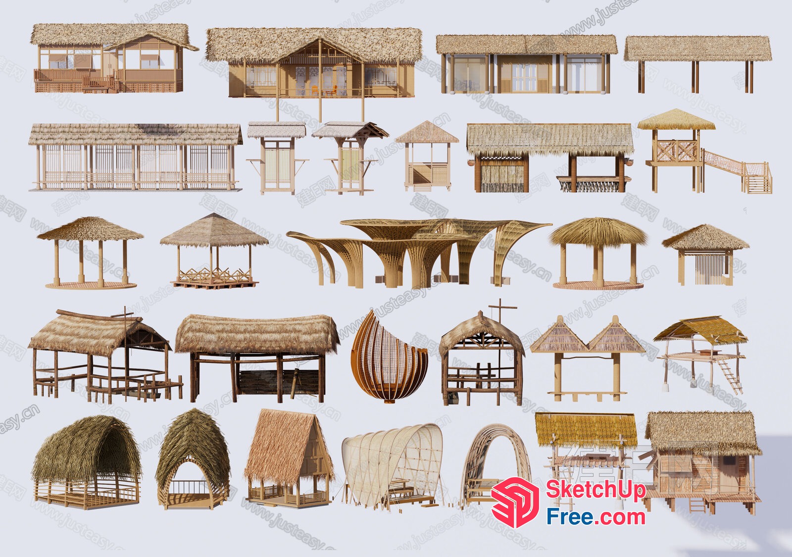 Traditional Asian Hut Structures 3D SketchUp File