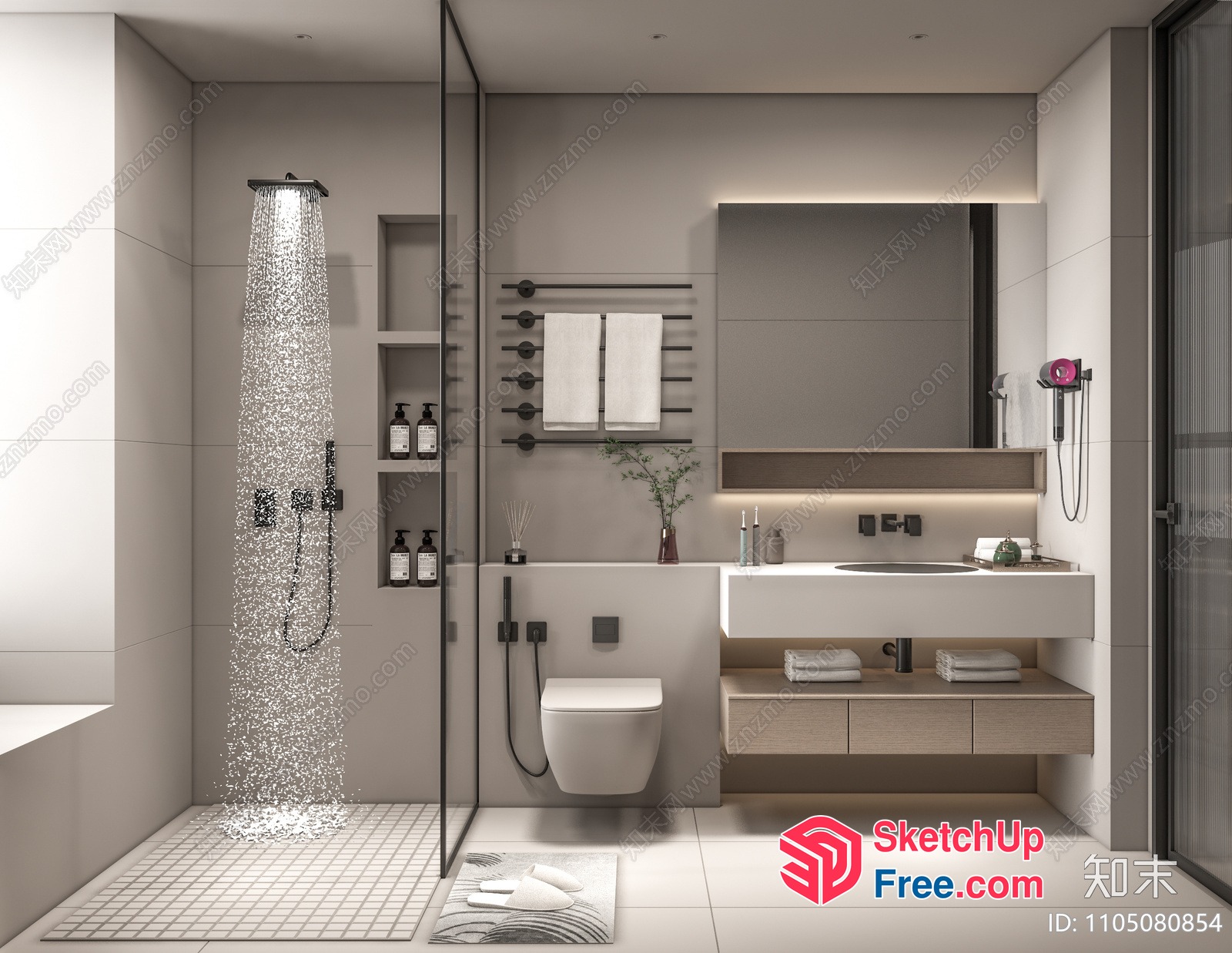 Modern Bathroom With Sleek Fixtures And Neutral Decor 3D SketchUp File