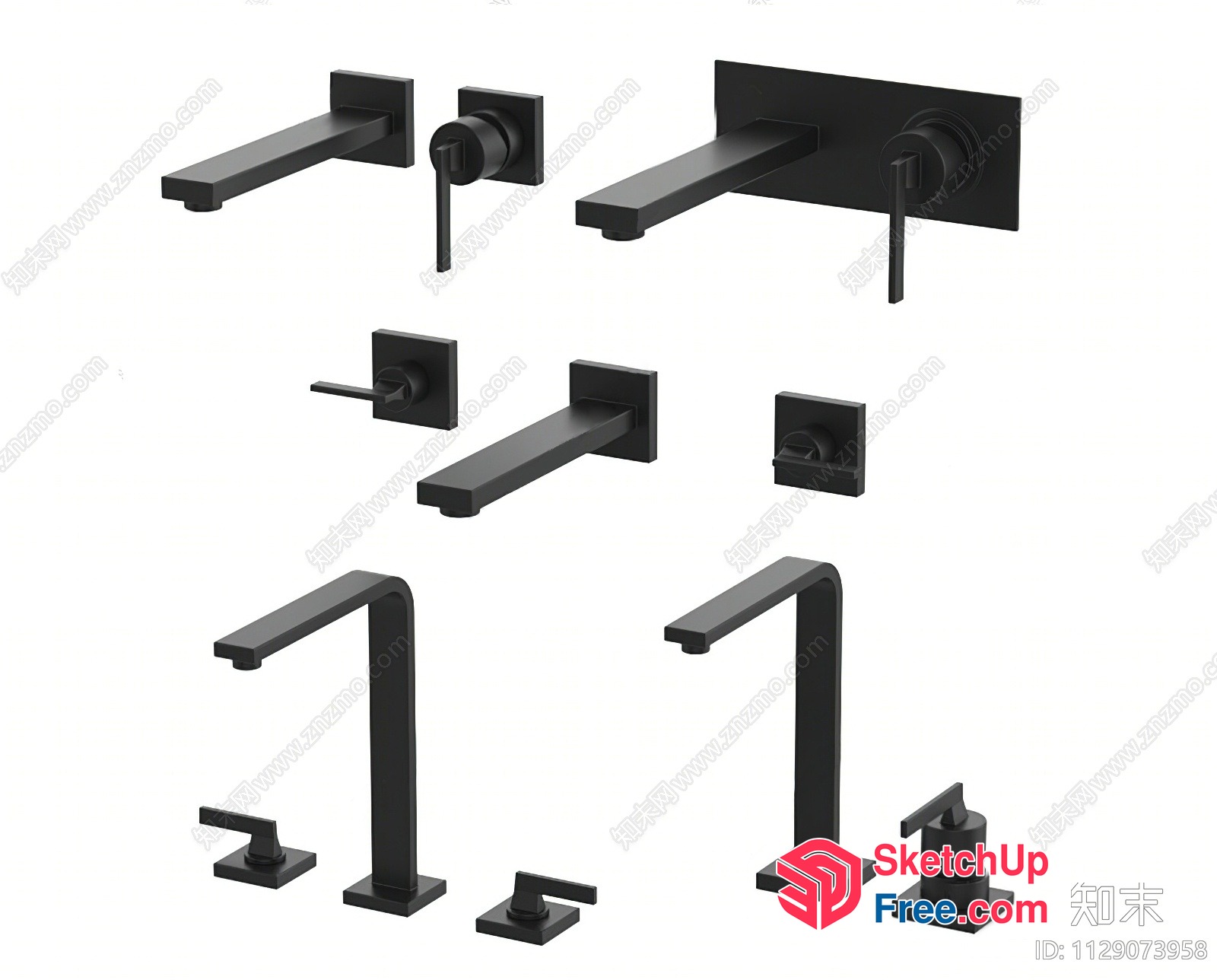 Modern Black Faucet Set For Contemporary Bathrooms 3D SketchUp File