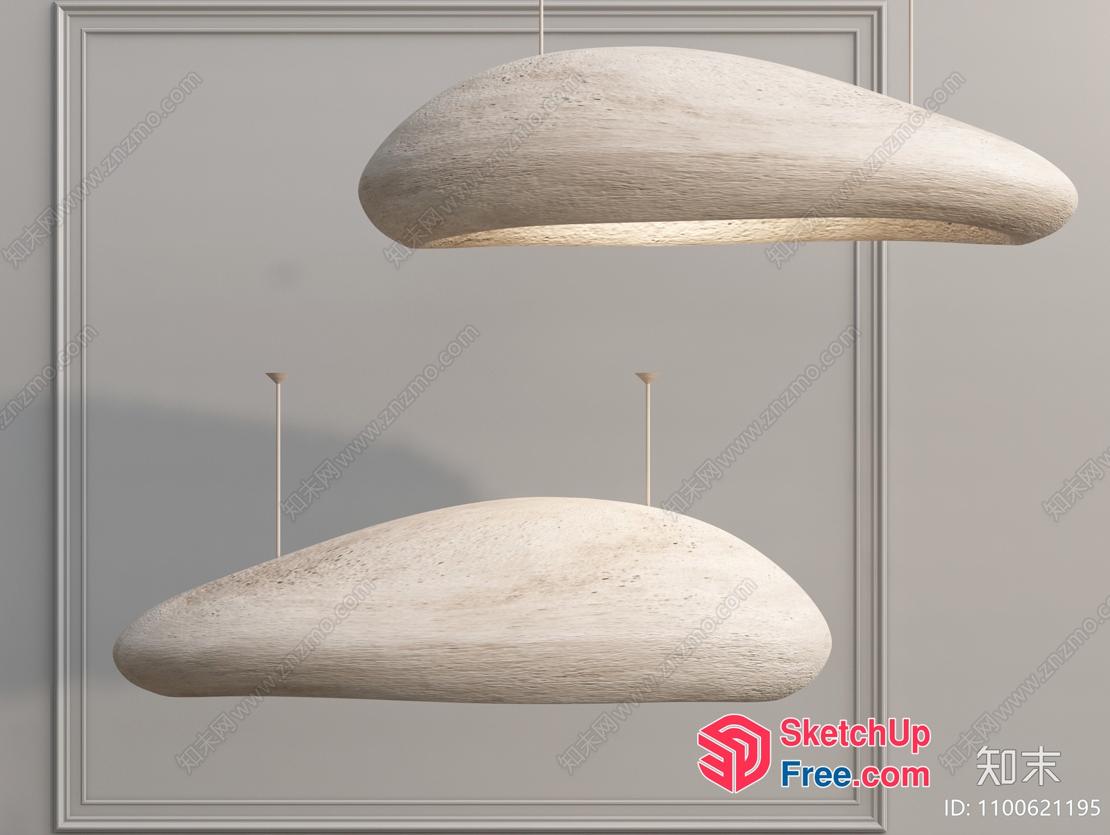 Suspended Stone-Like Ceiling Lights 3D SketchUp File