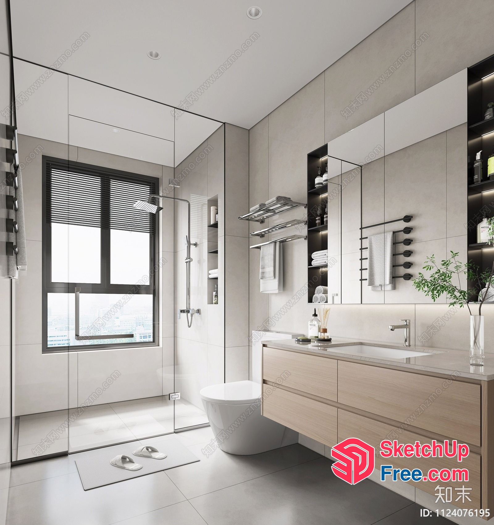 Modern Bathroom With Sleek Fixtures And Natural Light 3D SketchUp File