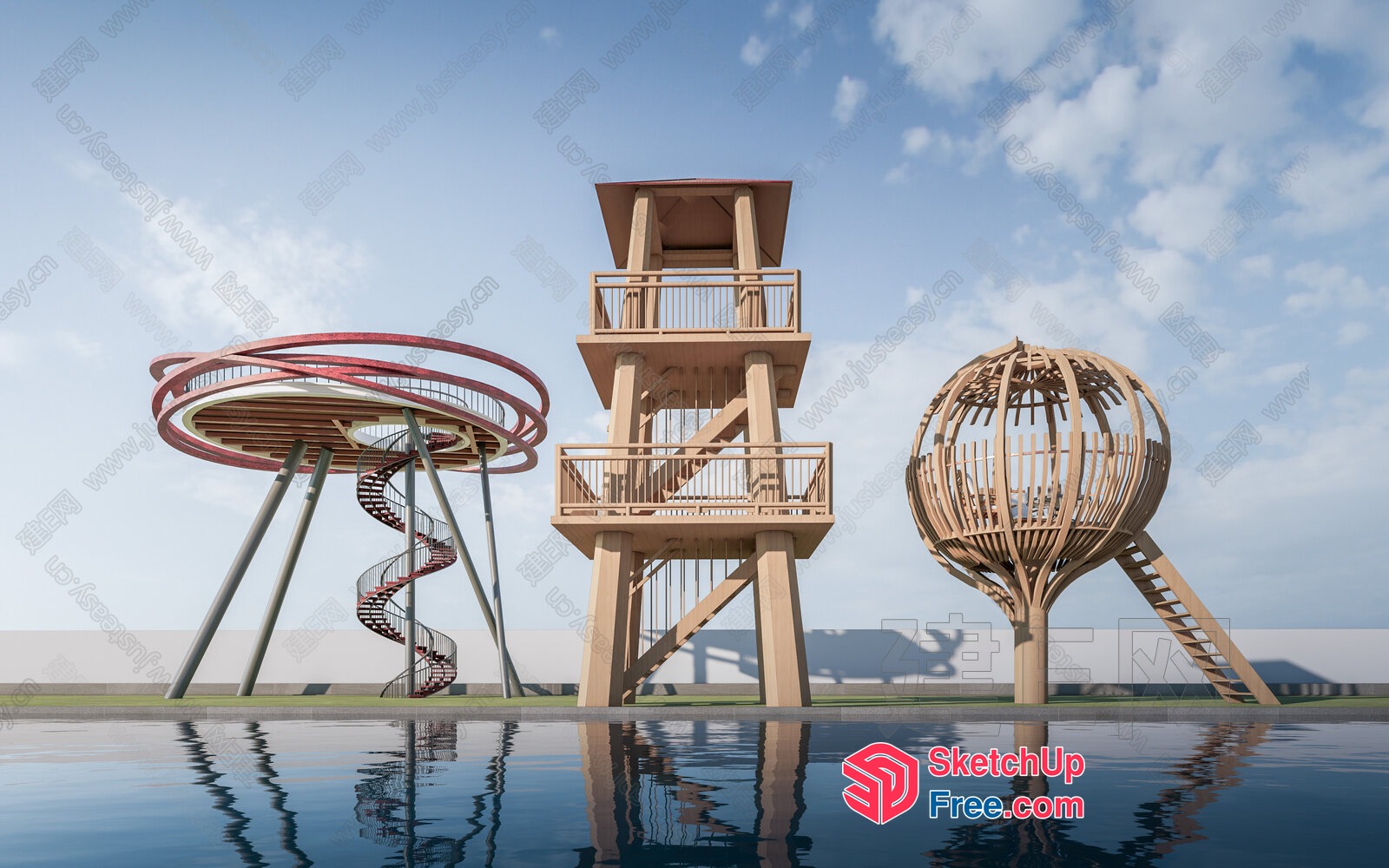 Futuristic Observation Decks And Staircases 3D SketchUp File