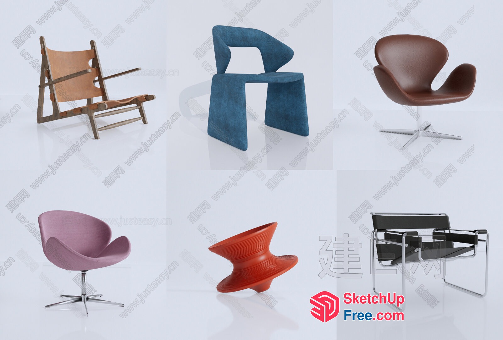 Six Unique Chairs In Different Styles 3D SketchUp File