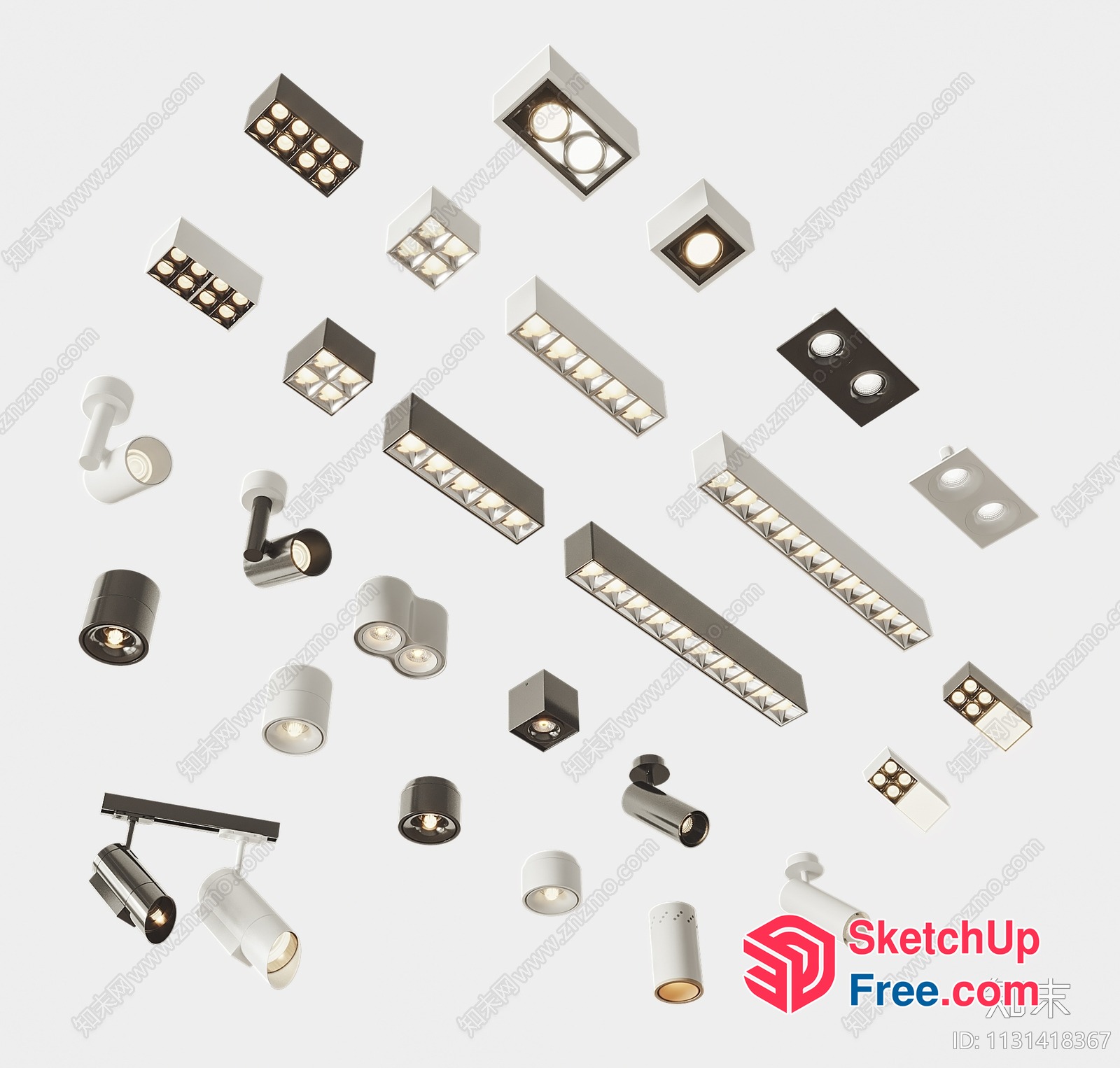 Various Track Lighting Fixtures 3D SketchUp File