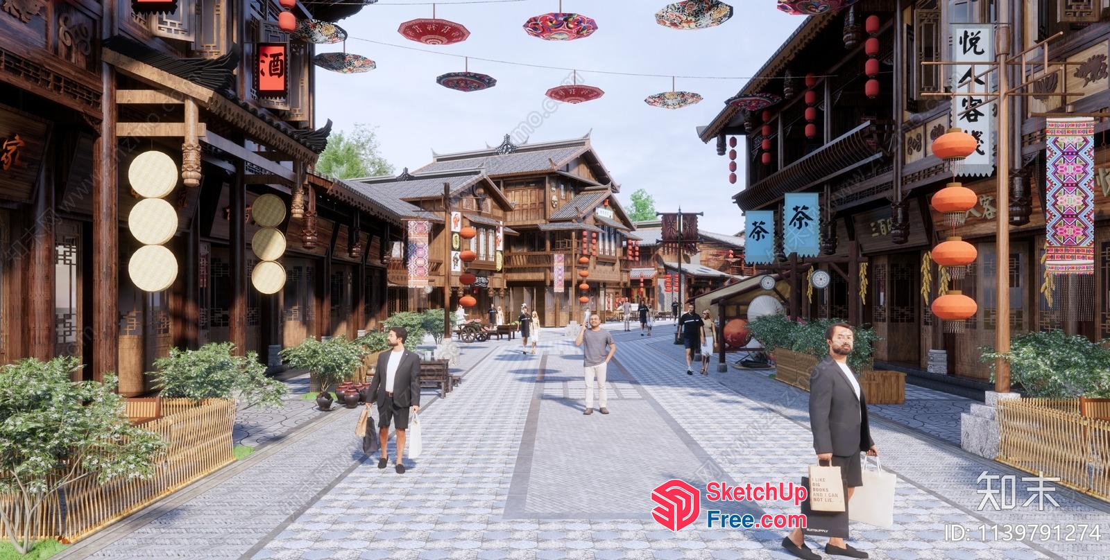 Traditional Chinese Street Scene 3D SketchUp File