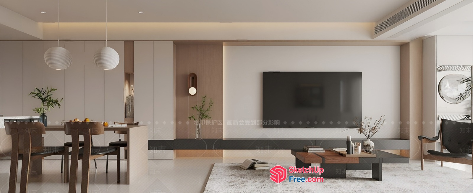 Modern Minimalist Living Room With Clean Lines And Neutral Colors 3D SketchUp File