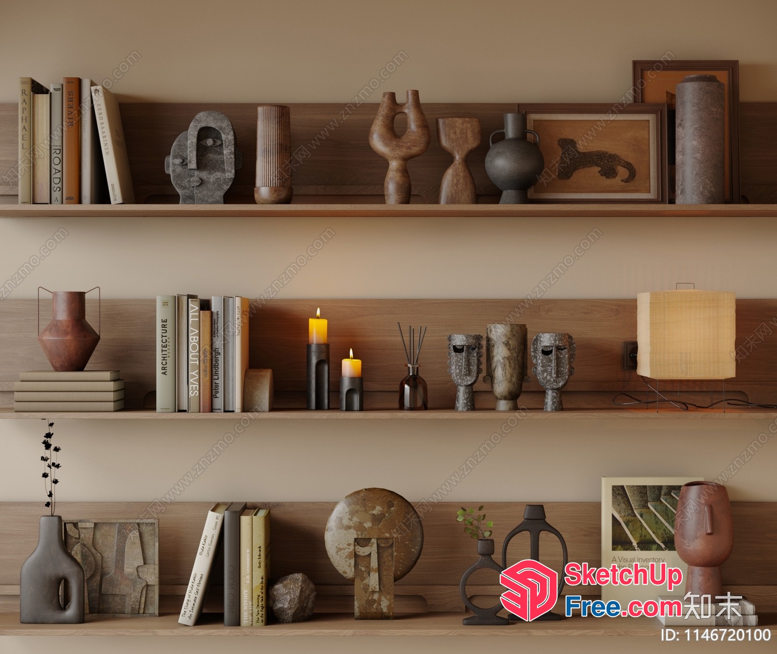 Minimalist Scandinavian Shelf Decor 3D SketchUp File
