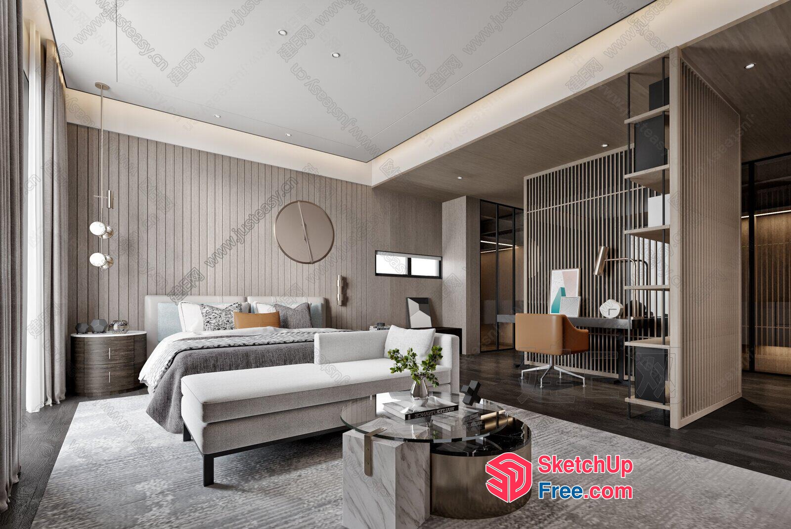 Modern Minimalist Bedroom Design 3D SketchUp File