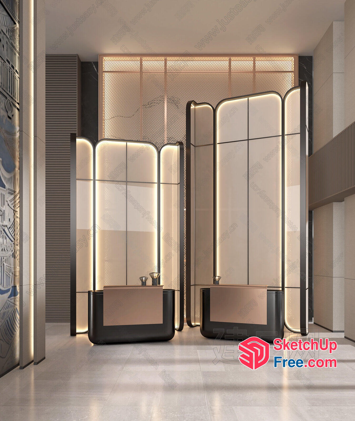 Modern Partition Screen With Lighting 3D SketchUp File