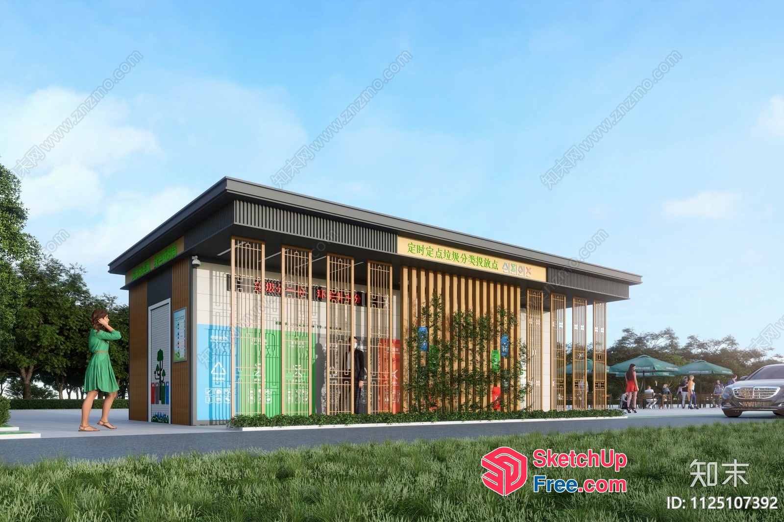 Asian-Style Commercial Street Cladding 3D SketchUp File