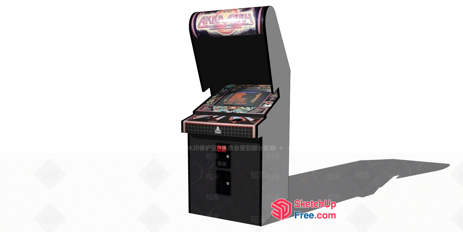 Arcade Cabinet With Classic Video Game Graphics 3D SketchUp File