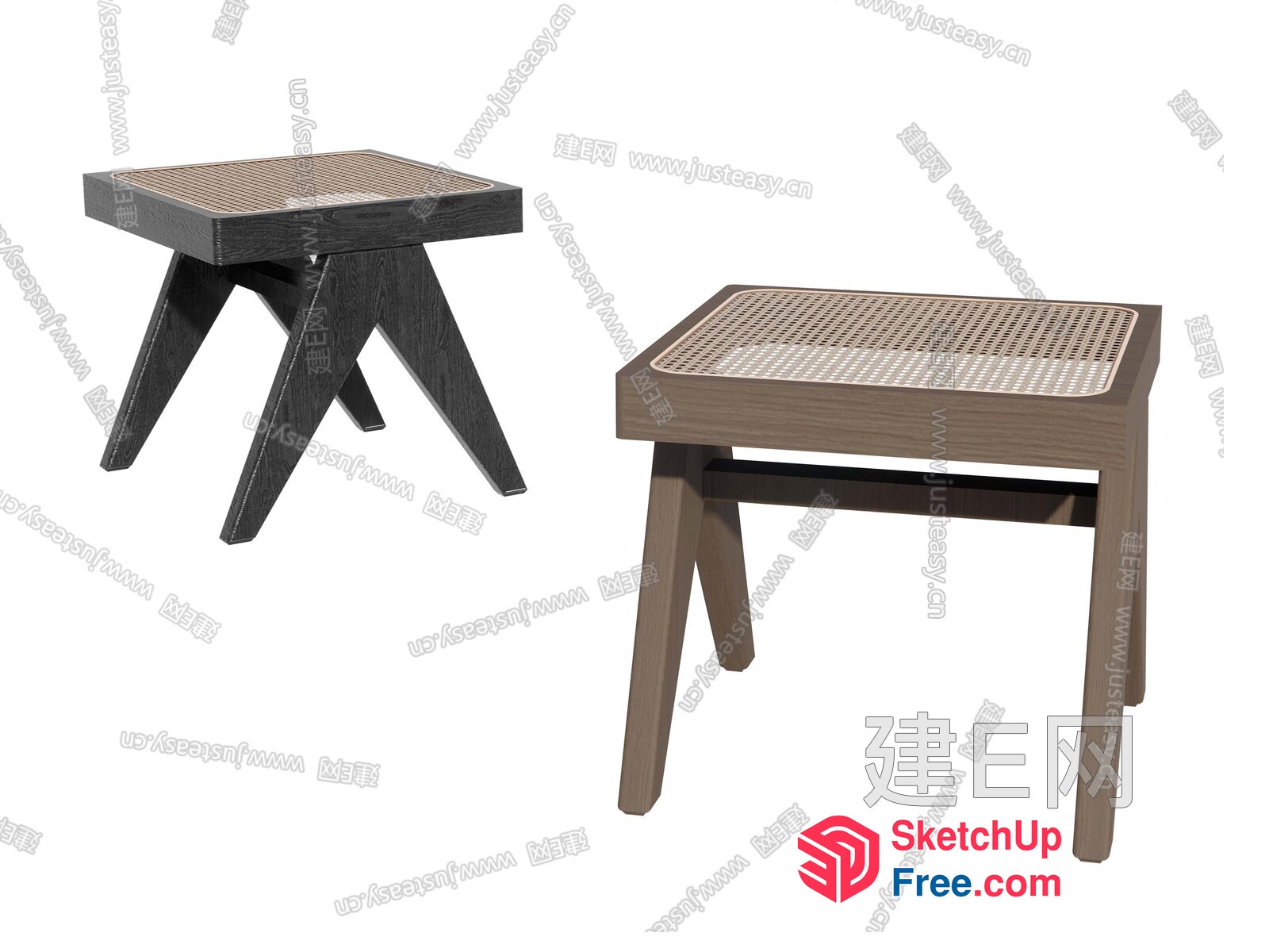 Wooden Stools With Mesh Tops 3D SketchUp File