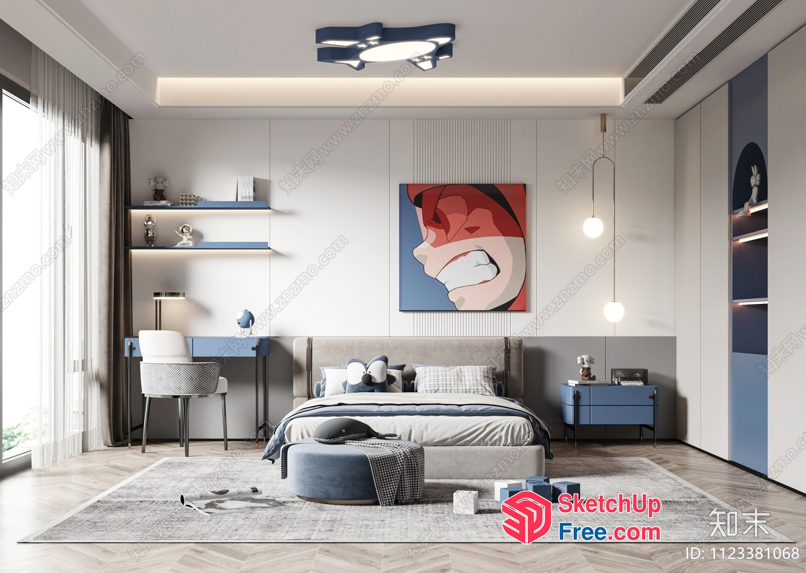 Modern Contemporary Minimalist Bedroom Interior 3D SketchUp File