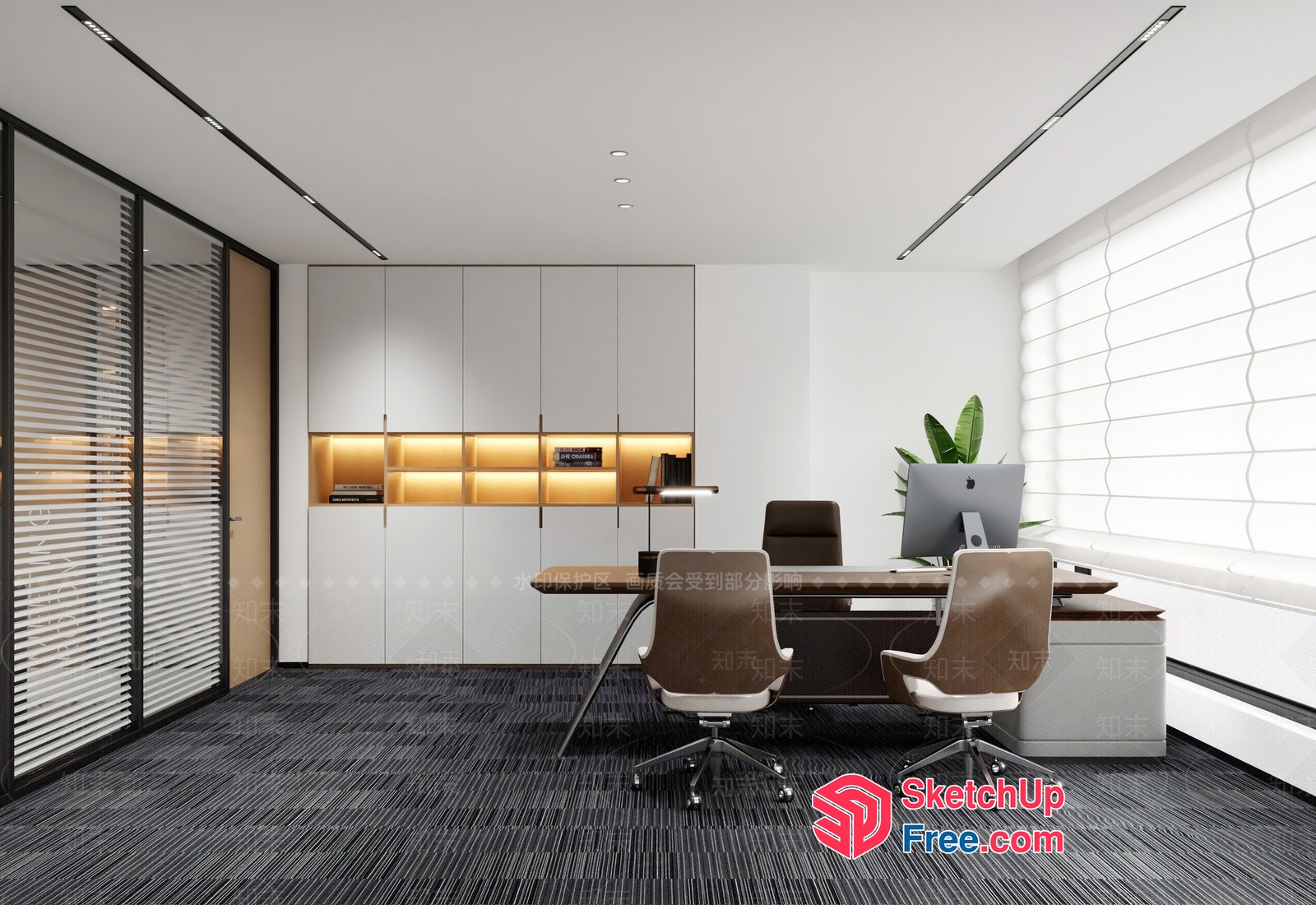 Modern Office Space With Sleek Furniture And Minimalist Decor 3D SketchUp File