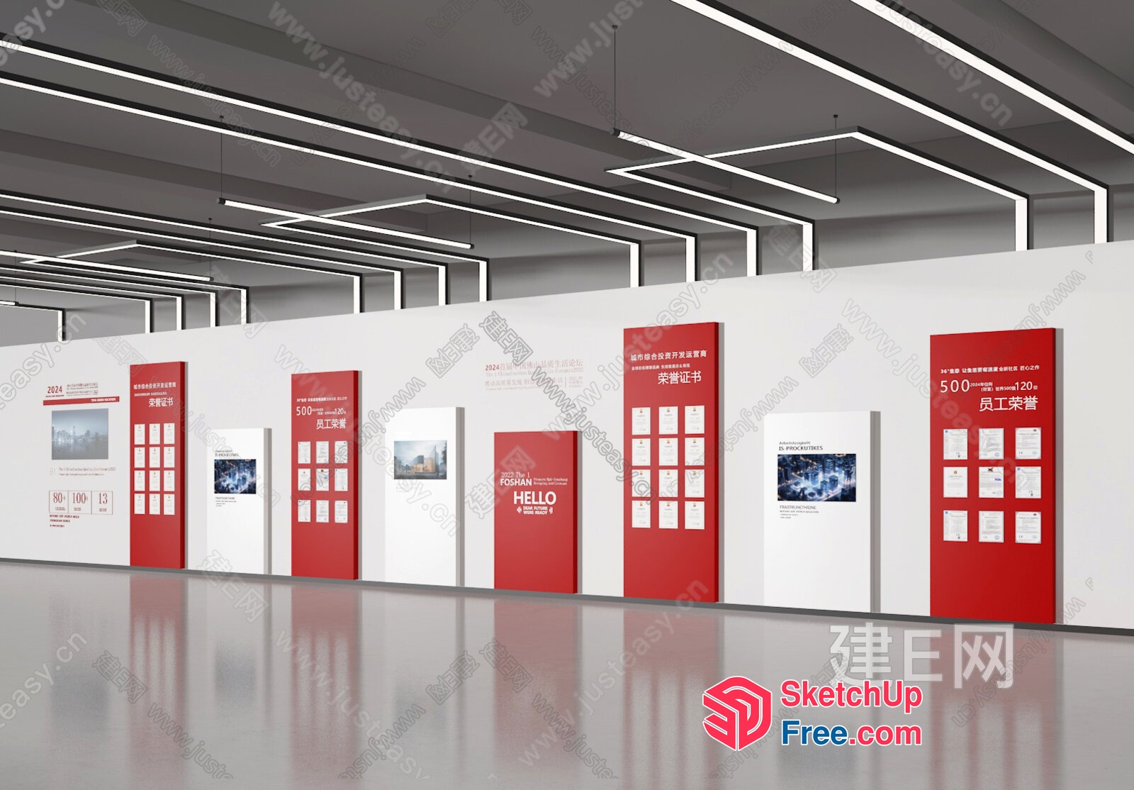 Modern Minimalist Chinese Art Gallery Space 3D SketchUp File