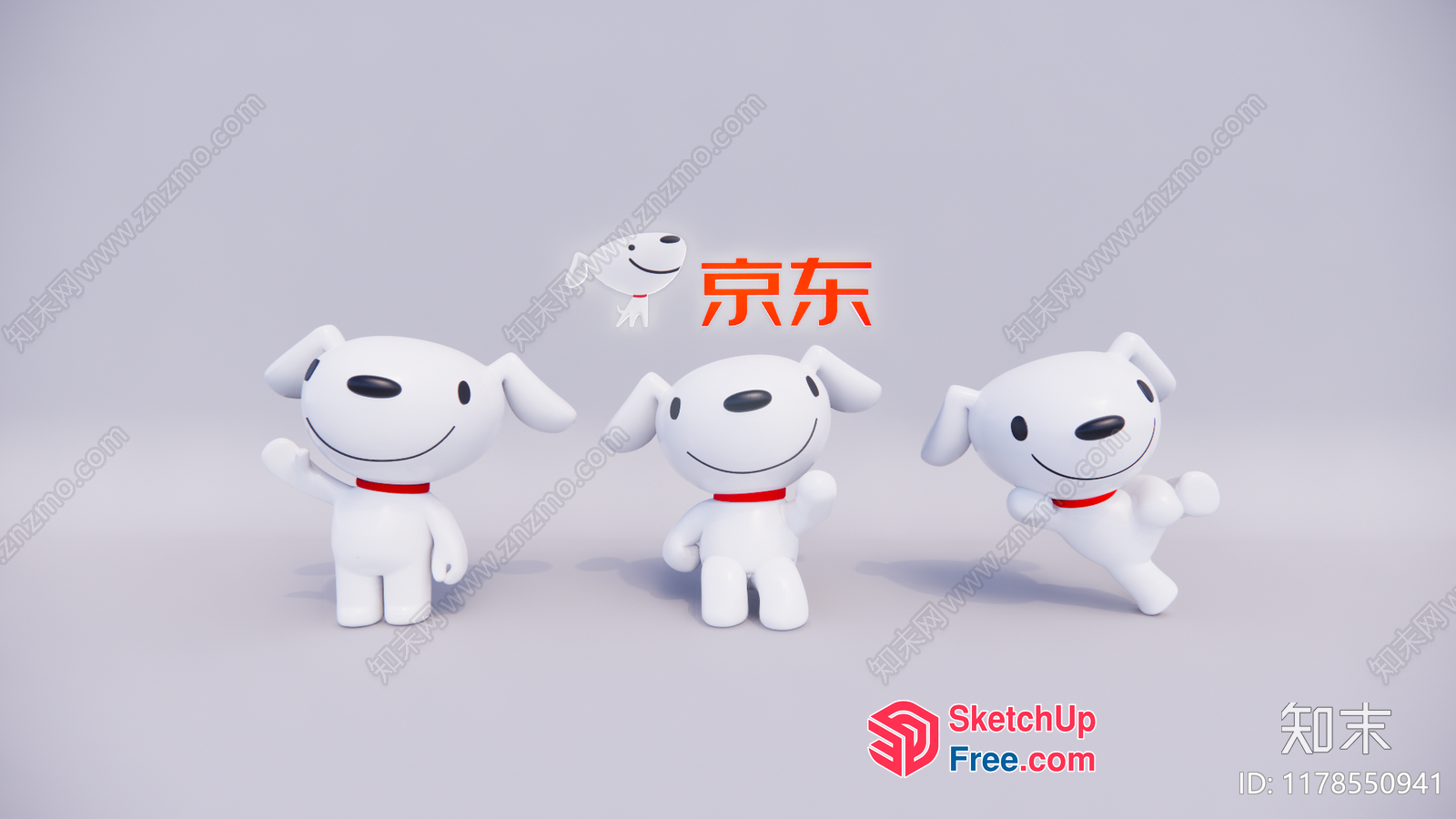 Happy Cartoon Dog Friends 3D SketchUp File