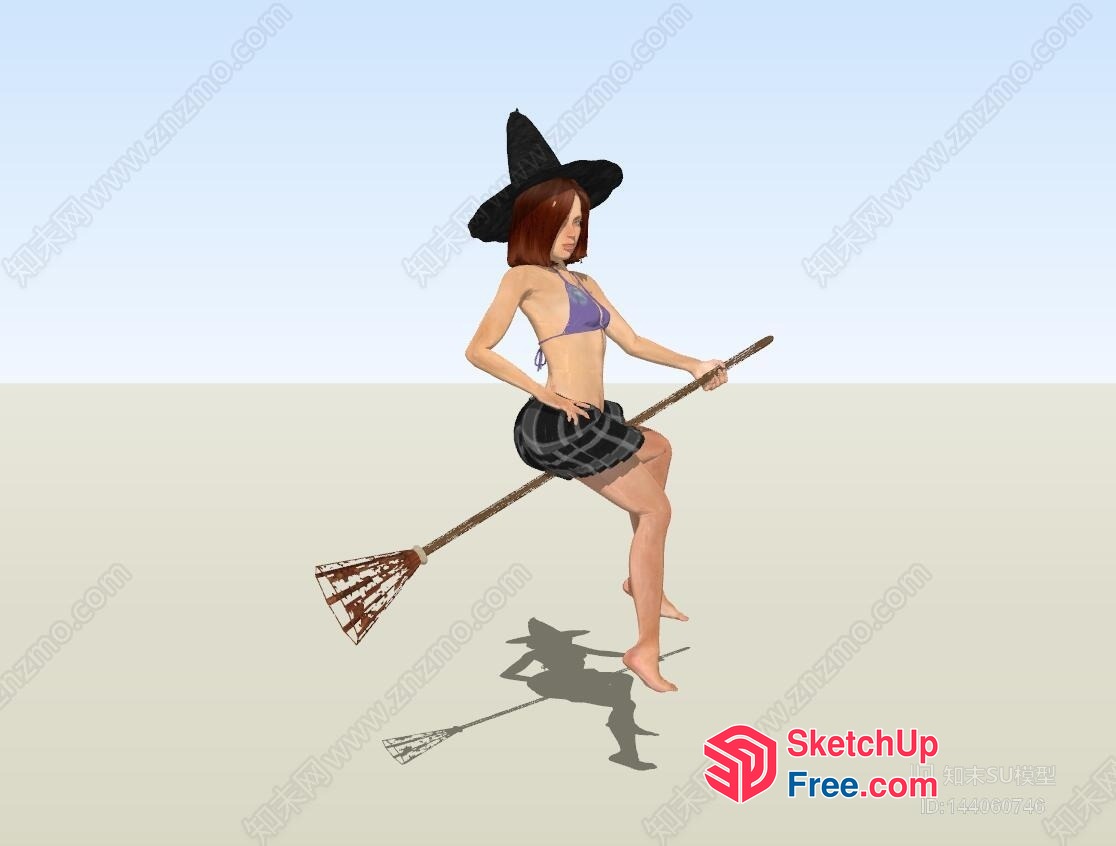 Witch Flying On A Broomstick 3D SketchUp File