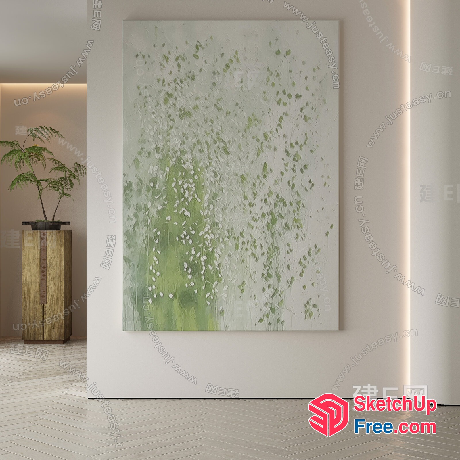Elegant Greenery Painting In A Modern Interior 3D SketchUp File