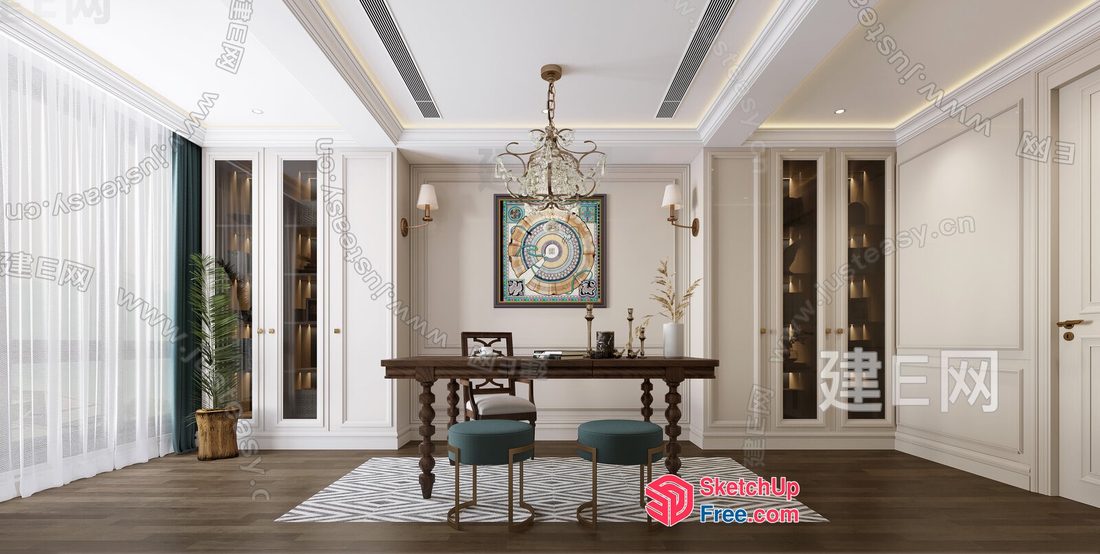 Classic European Style Villa Living Room 3D SketchUp File