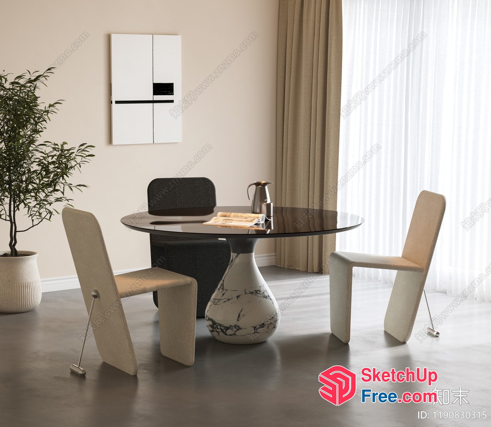 Modern Minimalist Dining Room Interior 3D SketchUp File