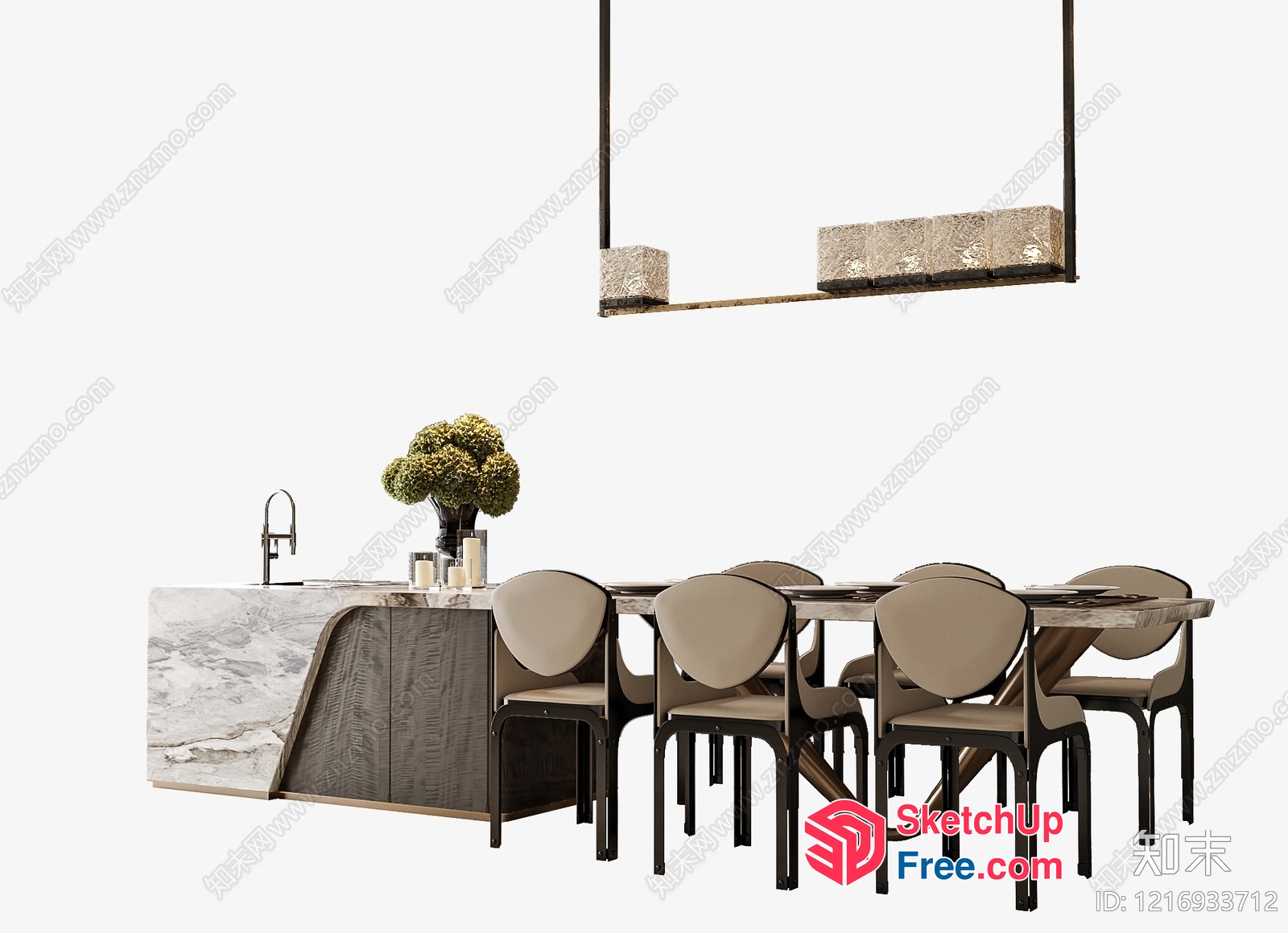 Modern Dining Room With Sleek Table And Chairs 3D SketchUp File