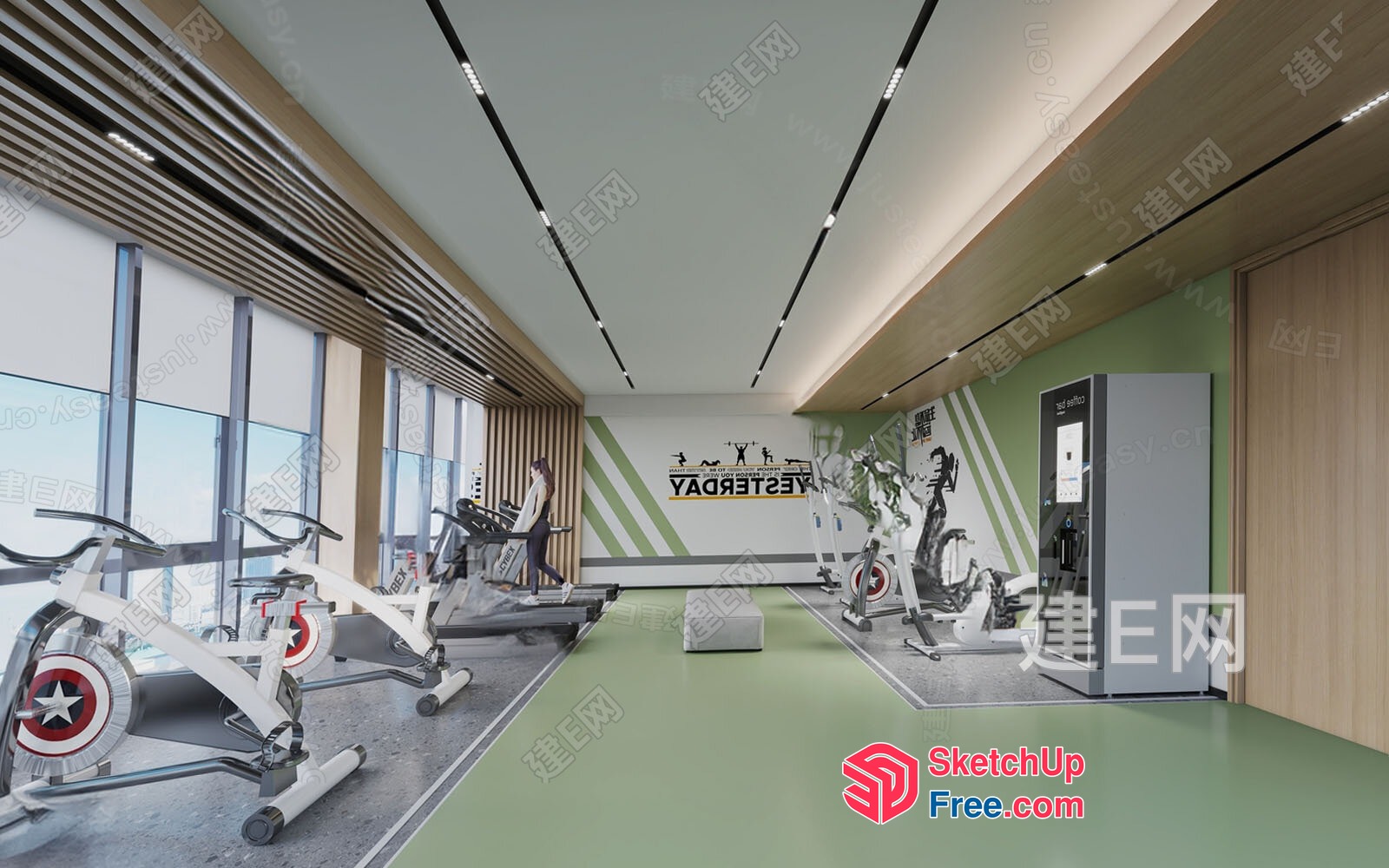 Modern Fitness Studio With Sleek And Contemporary Equipment 3D SketchUp File