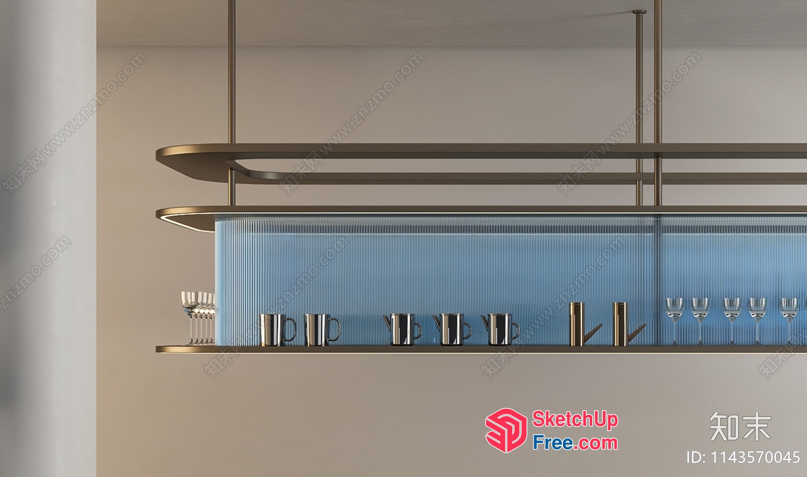 Modern Glass Bar With Sleek Lighting And Elegant Decor 3D SketchUp File