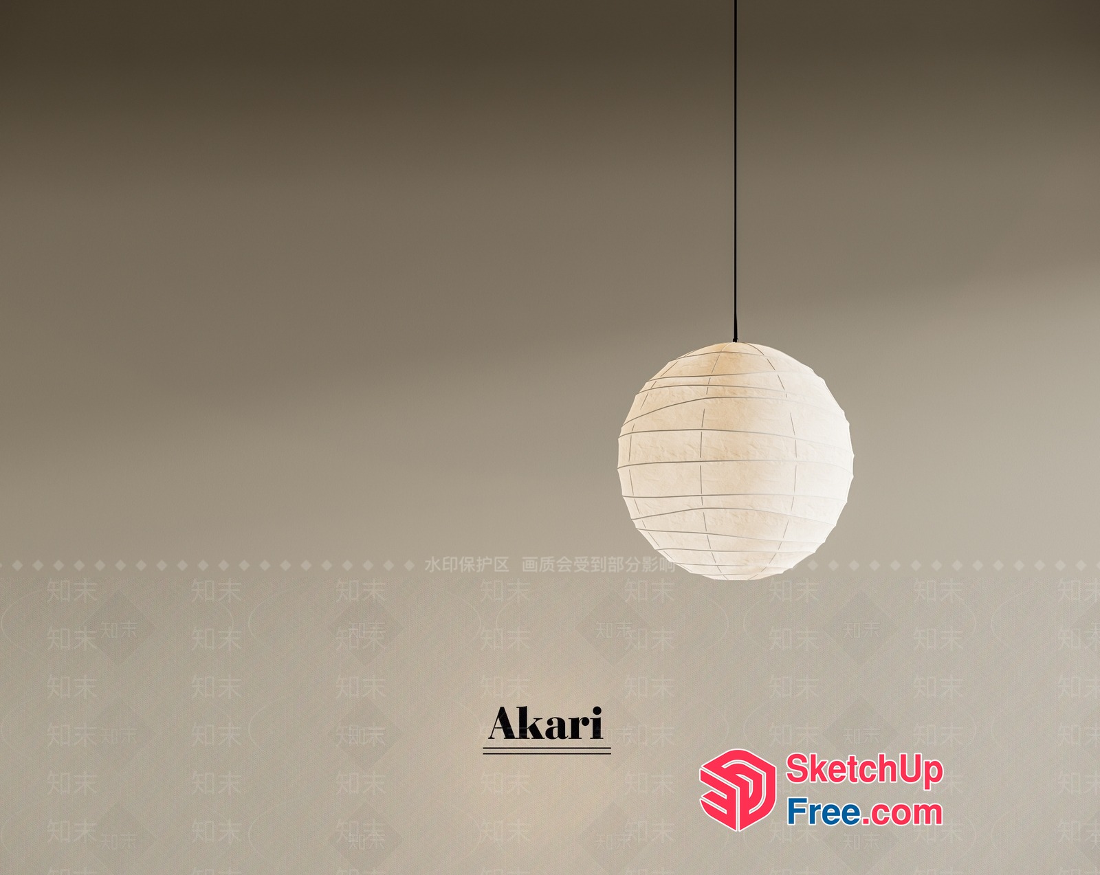 Minimalist Japanese Style Lighting Fixture 3D SketchUp File