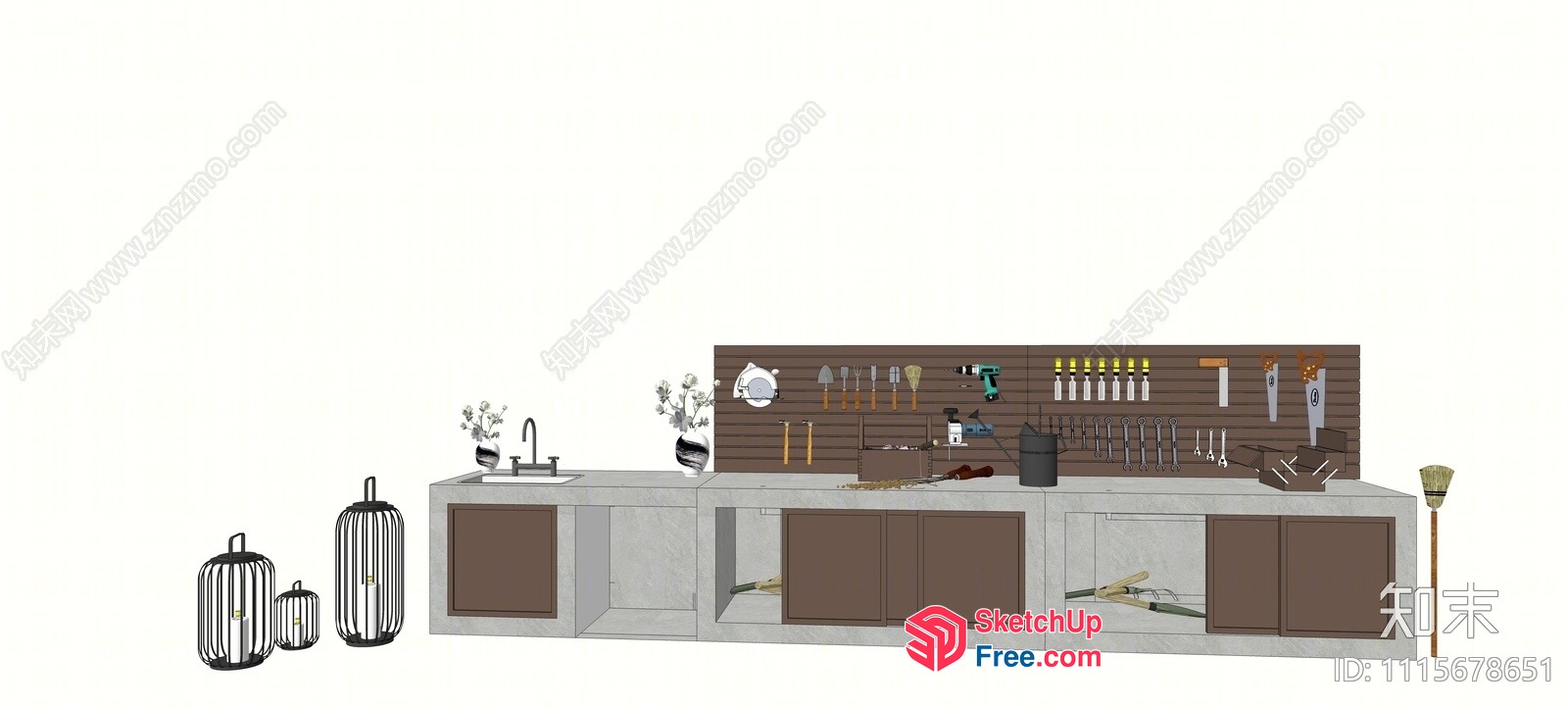 Outdoor Kitchen And Bar Area 3D SketchUp File