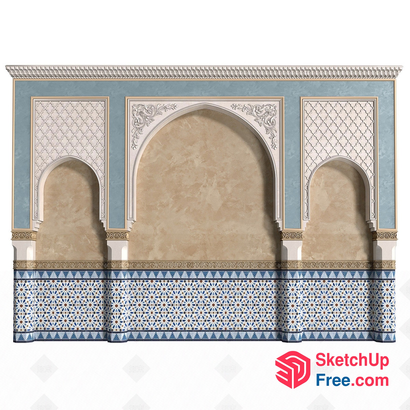 Ornate Arched Decorative Wall Panel 3D SketchUp File