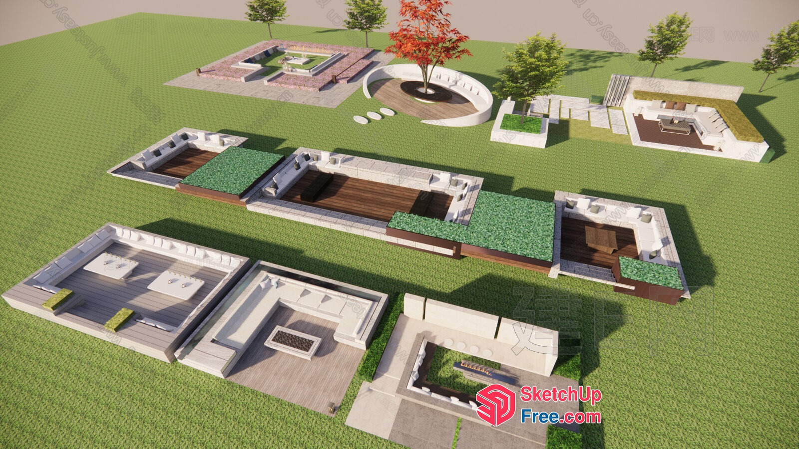 Luxurious Modern Exterior Design With Unique Furniture 3D SketchUp File