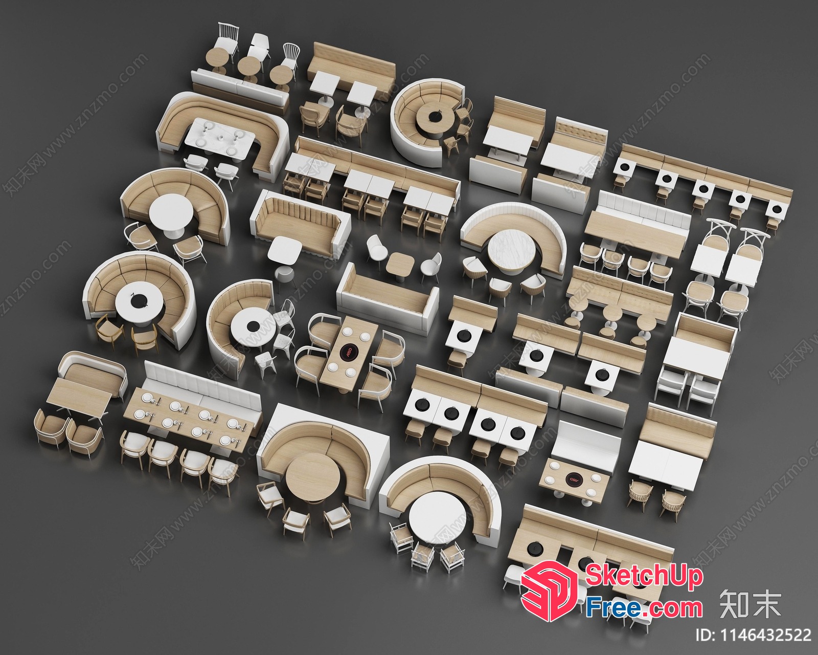 Various Furniture Styles In Modern Interior Spaces 3D SketchUp File