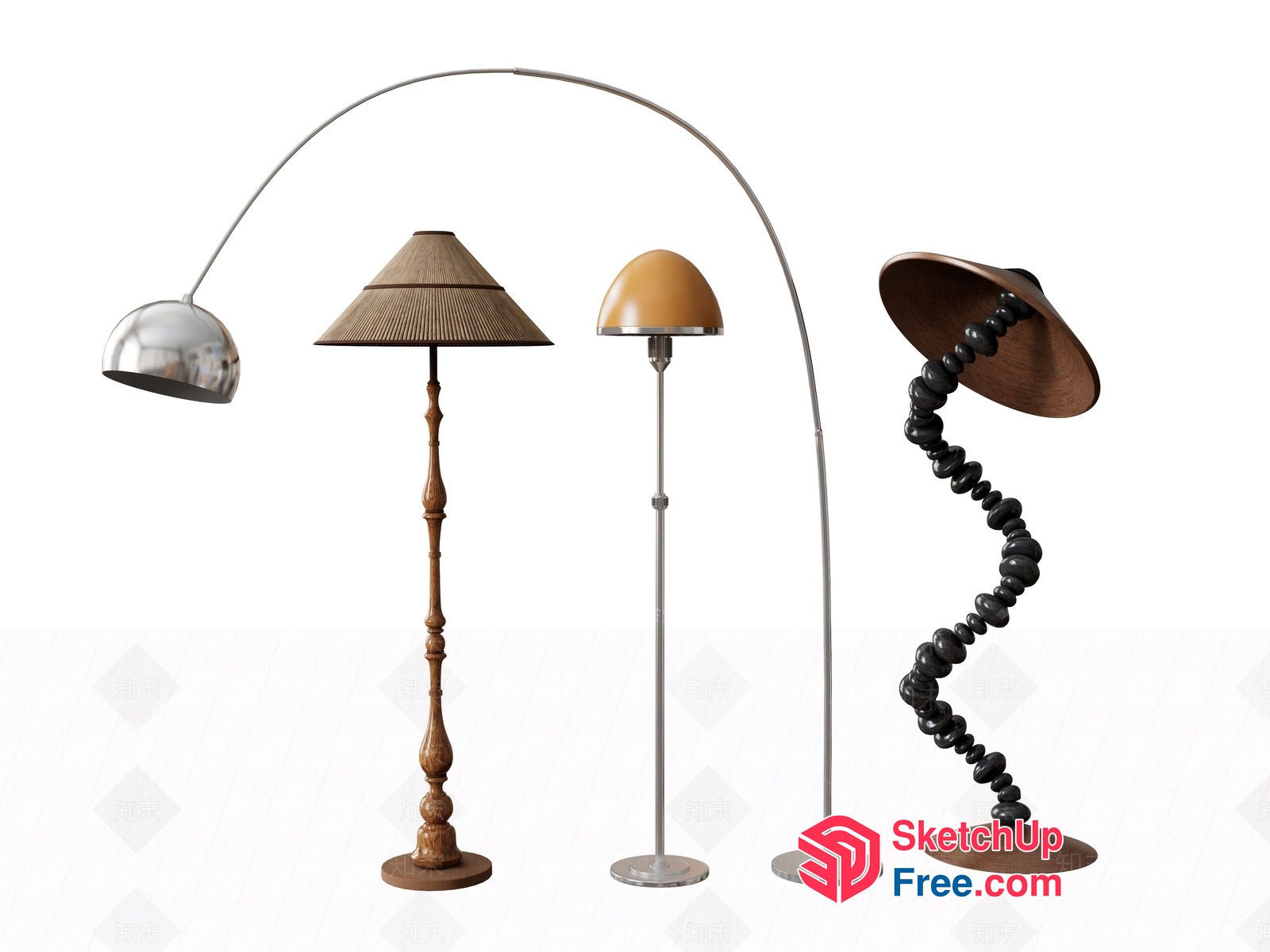 Modern Floor Lamps With Unique Designs And Materials 3D SketchUp File