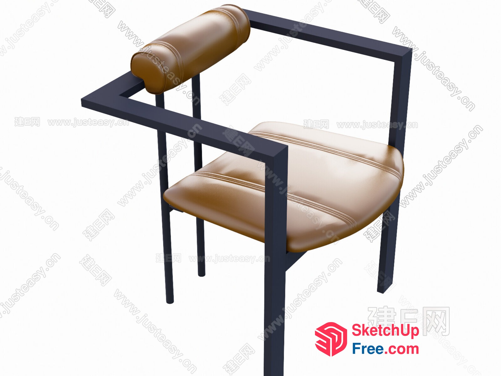 Modern Leather Chair With Black Metal Frame 3D SketchUp File