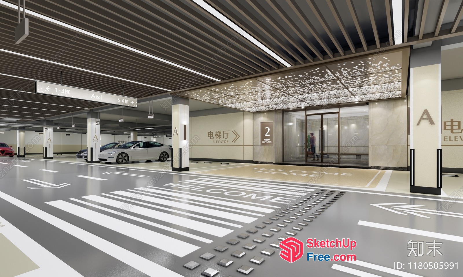 Modern Luxury Car Parking Garage Interior Design 3D SketchUp File