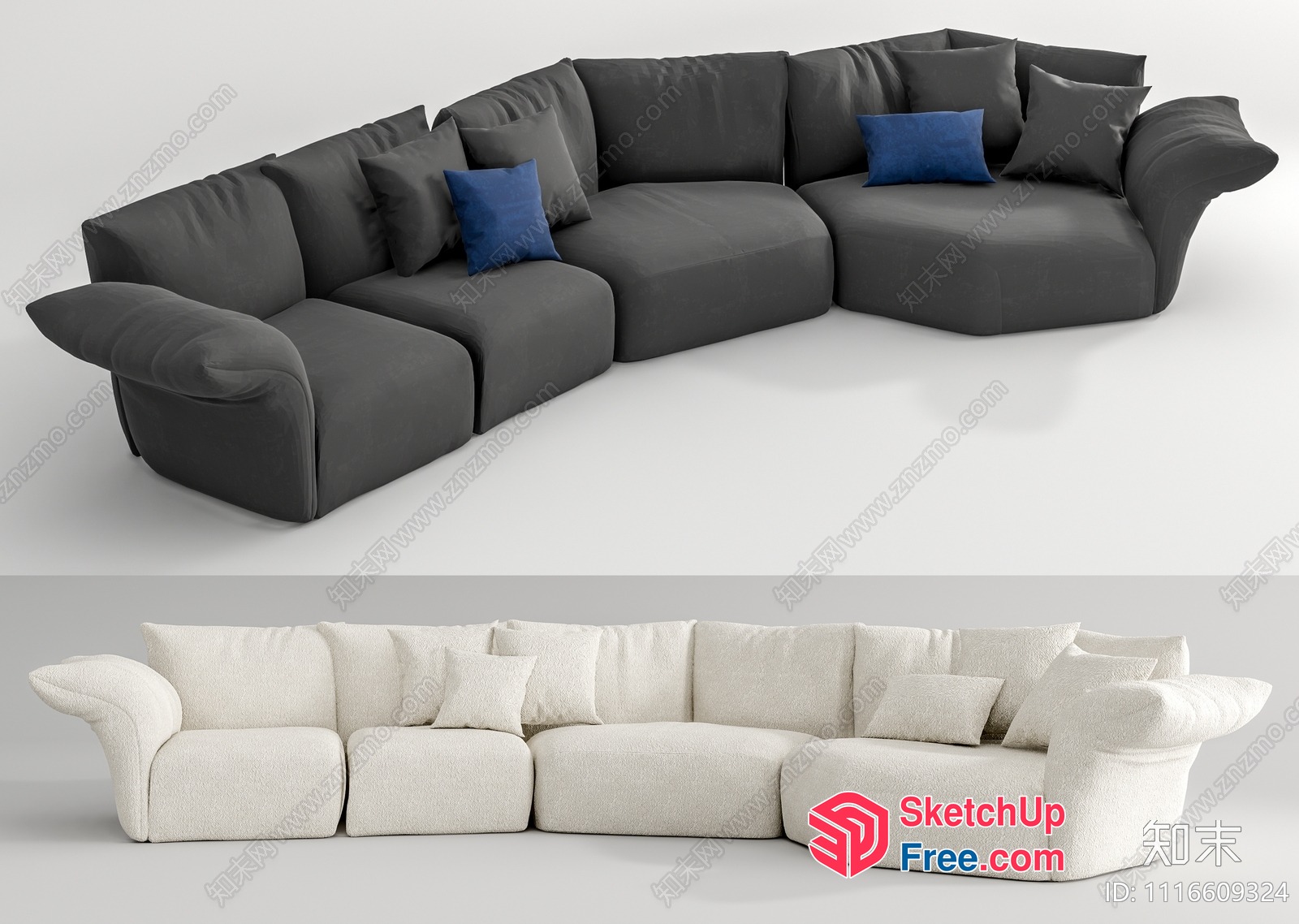 Modern Corner Sofa Arrangement 3D SketchUp File