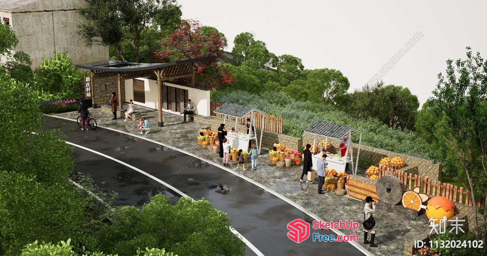 Street Market With Fresh Produce And Local Goods 3D SketchUp File