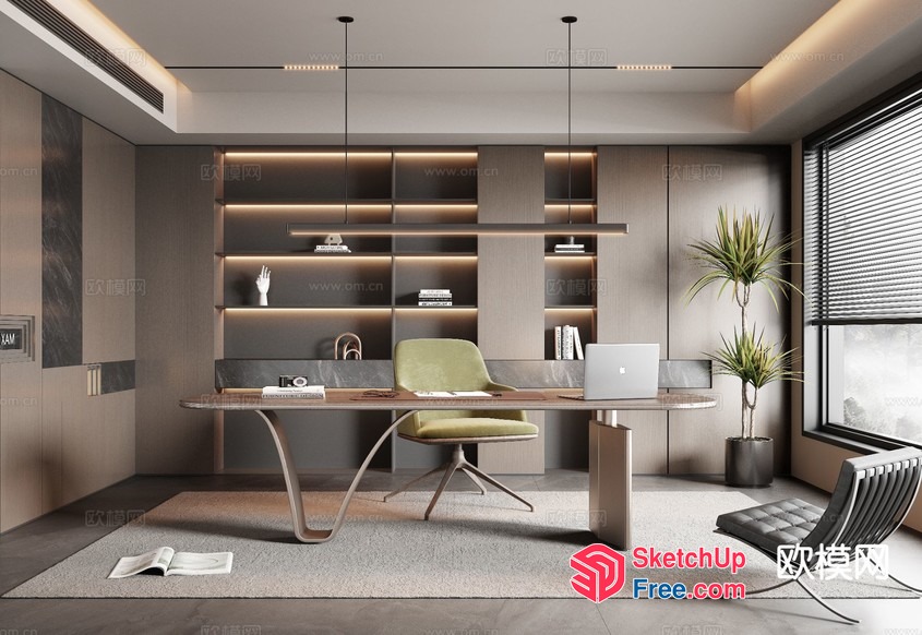 Elegant Modern Office Space With Sleek Furniture And Natural Light 3D SketchUp File