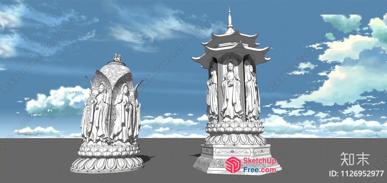 Asian-Inspired Temple Pillars 3D SketchUp File