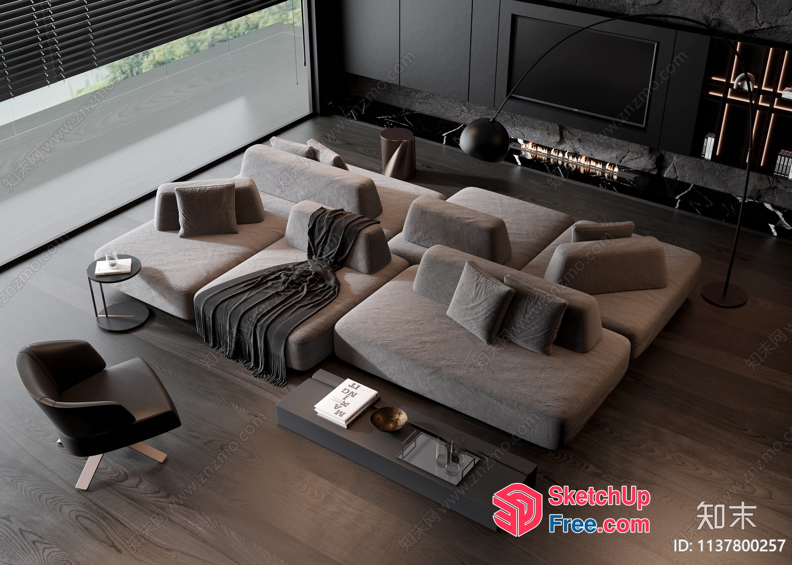 Minimalist Modern Living Room With Sleek Furniture 3D SketchUp File